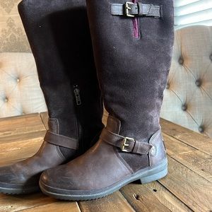 Ugg | Brown suede/leather 1/2 zip boots, over calf length Size 7